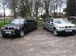 Chauffeur stretched silver and black BMW X5 limousine hire in Leeds, Bradford, West Yorkshire, Nottingham, Derby, Nottinghamshire, Derbyshire, Midlands.