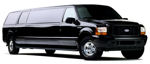 Chauffeur stretch black Ford Excursion 4x4 limousine hire in UK