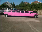 Chauffeur stretch pink Hummer H2 limousine hire in Bristol, Gloucester, Cheltenham, Cardiff, Wales, Weston Super Mare, and Bath.