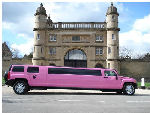 Chauffeur stretch pink Hummer limousine hire in Nottingham, Derby, Nottinghamshire, Derbyshire, Midlands.