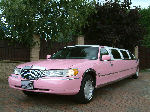 Chauffeur stretch pink Lincoln limo hire in Sheffield, Rotherham, Doncaster, Chesterfield, South Yorkshire